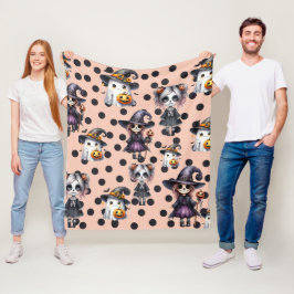 かわいい怖い面白いハロウィーン フリースブランケット