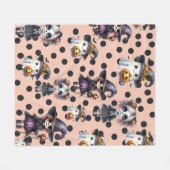 かわいい怖い面白いハロウィーン フリースブランケット (正面(横))