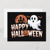 かわいい怖い ハッピーハロウィン ゴースト シーズンポストカード (正面/裏面)