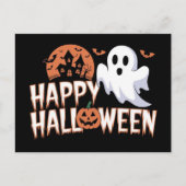 かわいい怖い ハッピーハロウィン ゴースト シーズンポストカード (正面)