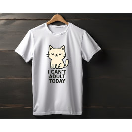 かわいい怠け猫 - 「今日は大人になるの無理」 Tシャツ