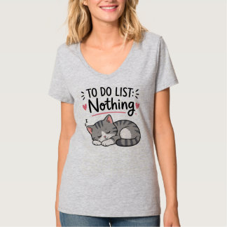 かわいい怠け猫Tシャツ - やることリスト: 何もしない Tee Tシャツ
