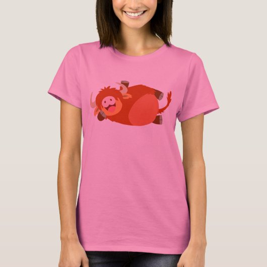 かわいい怠惰な漫画ハイランド牛Tシャツ Tシャツ (正面)