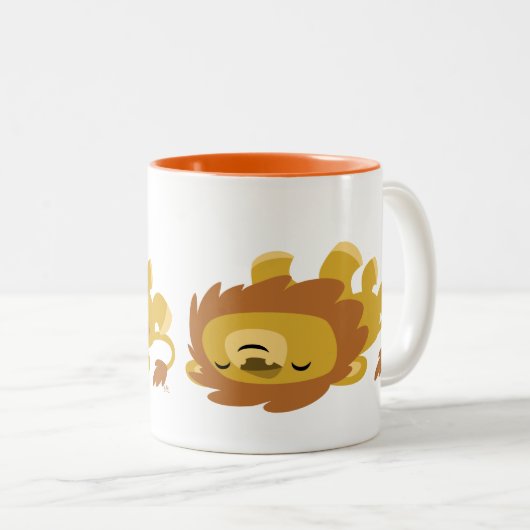 かわいい怠惰な漫画ライオン ツートーンマグカップ (正面右)