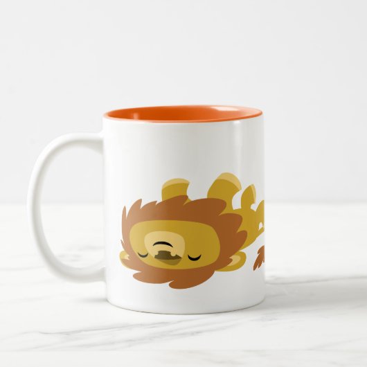 かわいい怠惰な漫画ライオン ツートーンマグカップ (左)