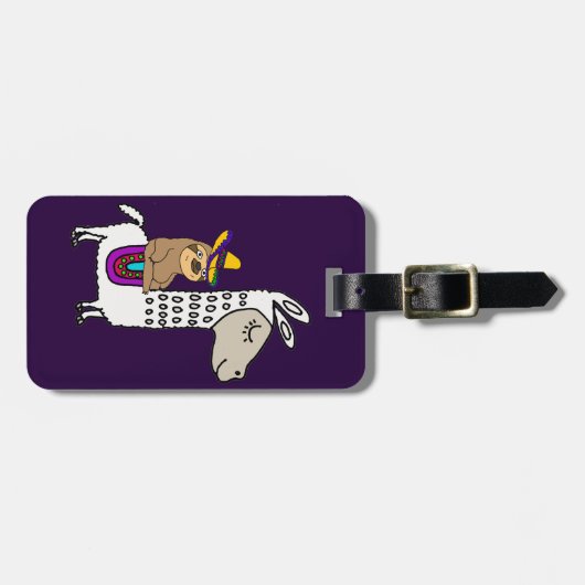 かわいい怠惰の乗車の白いラマ ラゲッジタグ (正面横)