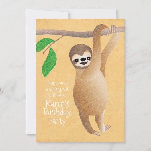 かわいい怠惰の誕生会は時を過ごします 招待状 (正面)