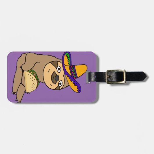 かわいい怠惰の食べ物のタコスのオリジナルの芸術 ラゲッジタグ (正面横)