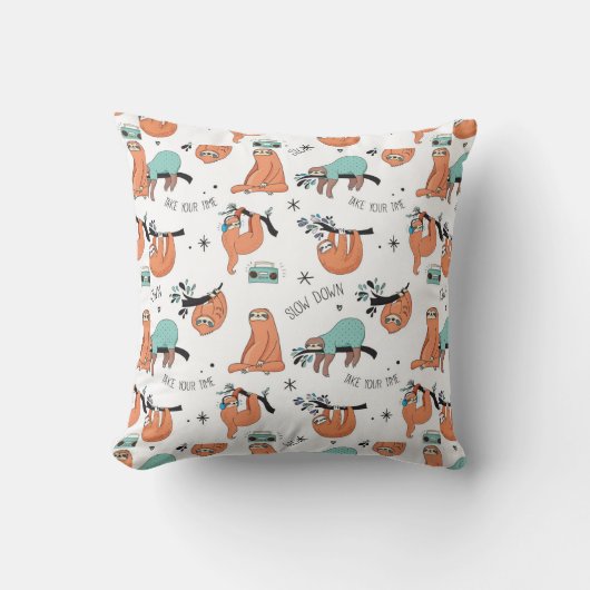 かわいい怠惰パターン クッション (正面)