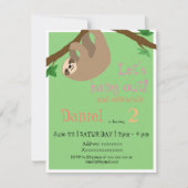 かわいい怠惰、誕生日のパーティの招待状 招待状 (正面)