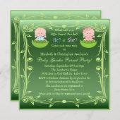 かわいい性はエンドウ豆の鞘のベビーを明らかにします 招待状 (正面/裏面)