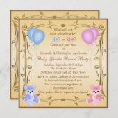 かわいい性はテディー・ベアを明らかにします 招待状 (正面/裏面)