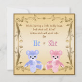 かわいい性はテディー・ベアを明らかにします 招待状 (裏面)