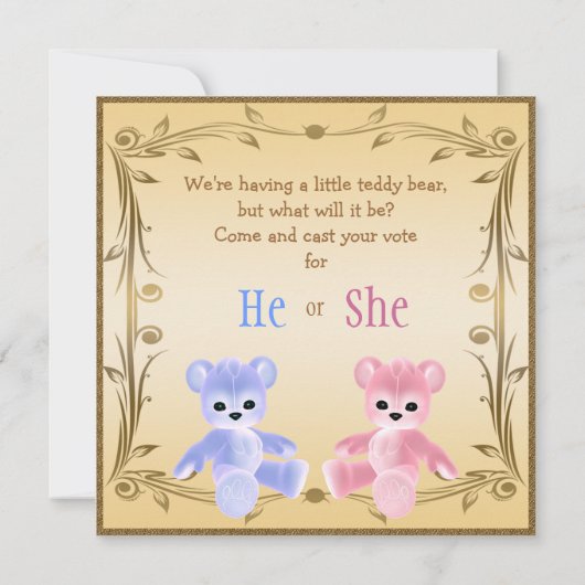 かわいい性はテディー・ベアを明らかにします 招待状 (裏面)