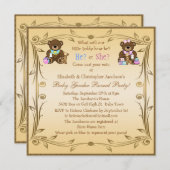 かわいい性はテディー・ベアを明らかにします 招待状 (正面/裏面)