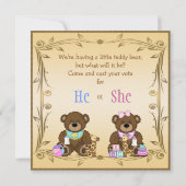 かわいい性はテディー・ベアを明らかにします 招待状 (裏面)