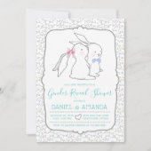 かわいい性別によるベビーシャワー招待状 招待状 (正面)