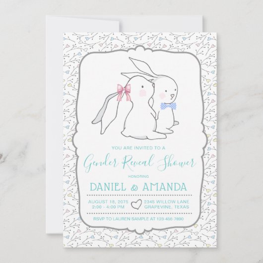 かわいい性別によるベビーシャワー招待状 招待状 (正面)