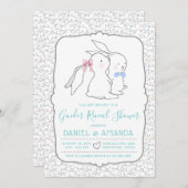 かわいい性別によるベビーシャワー招待状 招待状 (正面/裏面)