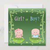 かわいい性別発表の赤ちゃんたち - エダマメの鞘の中 招待状 (裏面)