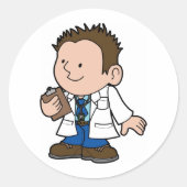 かわいい性格の男性の医者 ラウンドシール (正面)