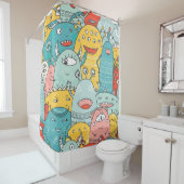 かわいい怪物がボホスタイルに縫い目のない模様を見せる シャワーカーテン (インサイチュ)