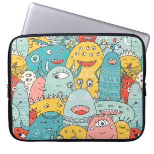 かわいい怪物がボホスタイルに縫い目のない模様を見せる ラップトップスリーブ