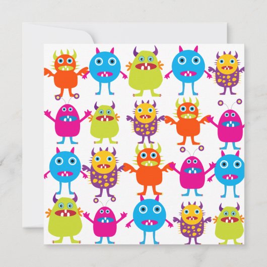 かわいい怪物誕生会の招待テンプレート 招待状 (裏面)