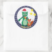 かわいい怪物、レトロなキツネ新年おめでとう ラウンドシール (バッグ)