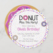 かわいい恋しく思ドーナツこのパーティーカラフルを振り回す 招待状 (正面/裏面)
