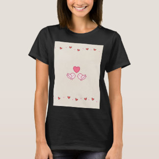 かわいい恋する小鳥のハートデザインTシャツ Tシャツ