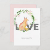 かわいい恋とキツネキッズクラスルームのバレンタインカード (正面/裏面)
