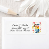 かわいい恋とハート女性カップル差出人住所 ラベル (インサイチュ)