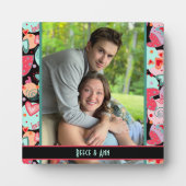 かわいい恋のハート写真カスタマイズ名黒 フォトプラーク (正面)