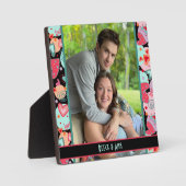 かわいい恋のハート写真カスタマイズ名黒 フォトプラーク (正面)