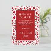 かわいい恋のハート赤と白結婚ズ サンキューカード (スタンド正面)