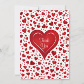 かわいい恋のハート赤と白結婚ズ サンキューカード (裏面)