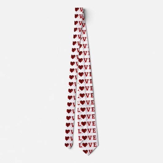 かわいい恋の赤いハート柄 ネクタイ (裏面)