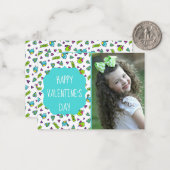 かわいい恋の鳥バレンタインデーカスタムのフォトカード ノートカード (正面/裏面インサイチュ)