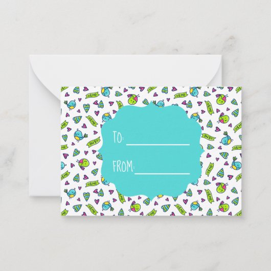 かわいい恋の鳥バレンタインデーカスタムのフォトカード ノートカード (裏面)