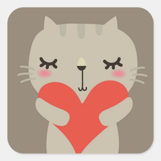 かわいい恋をしたウサギ スクエアシール (正面)