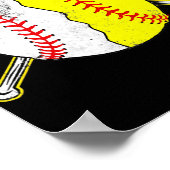 かわいい恋ソフトボールハート母 ポスター (角)