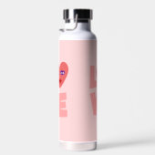 かわいい恋ハートピンク色の漫画のパターン ウォーターボトル (右面)