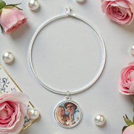 かわいい恋ハートフォトカップルの名パーソナライズされた前 バングルブレスレット