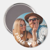 かわいい恋ハートフォトカップルの名パーソナライズされた前 マグネット (正面/裏面)