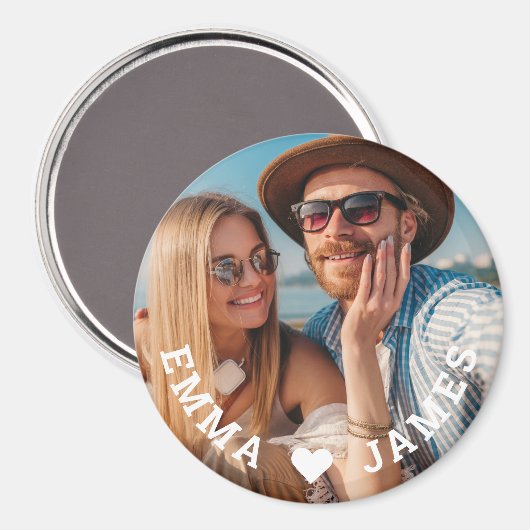 かわいい恋ハートフォトカップルの名パーソナライズされた前 マグネット (正面/裏面)