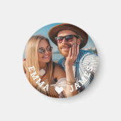 かわいい恋ハートフォトカップルの名パーソナライズされた前 マグネット (正面)