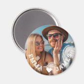 かわいい恋ハートフォトカップルの名パーソナライズされた前 マグネット (正面/裏面)