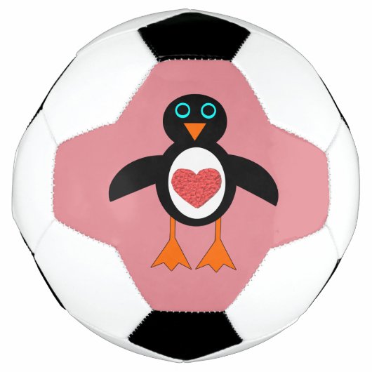 かわいい恋ハートペンギンサッカーボール サッカーボール (正面)