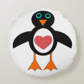 かわいい恋ハートペンギン枕 ラウンドクッション (裏面)